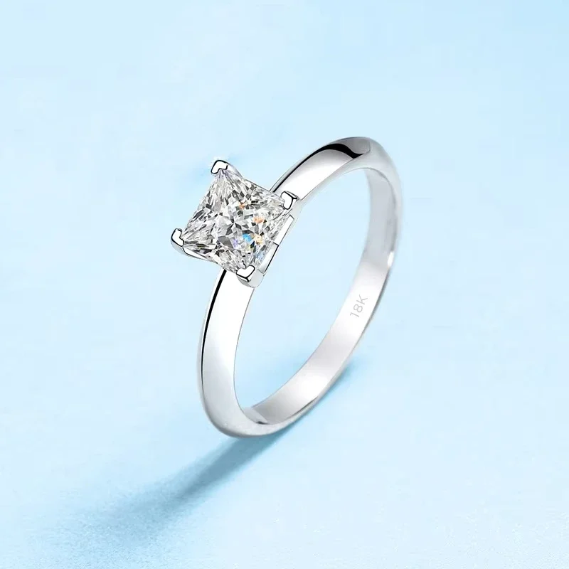Engagement Women 18K White Gold Wedding Band 1/2CT Moissanite Diamond Girl Birthday Gift PT950 Platinum Valentine's Day Rings