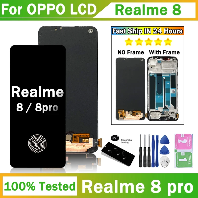 6.4 "super amoled para oppo realme 8 4g rmx3085 tela lcd + painel de toque digitador para realme8 pro 8pro tela lcd