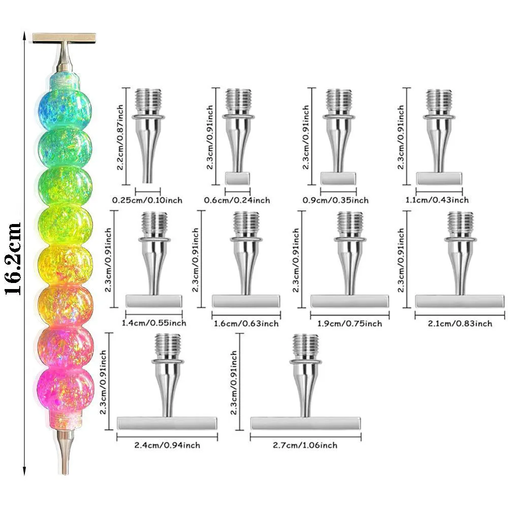 NEW Tanghulu Shape Diamond Painting Pen Colorful Thread Dot Drill Tool Metal Screw Thread Pen Tips Diamond Embroidery Accessorie