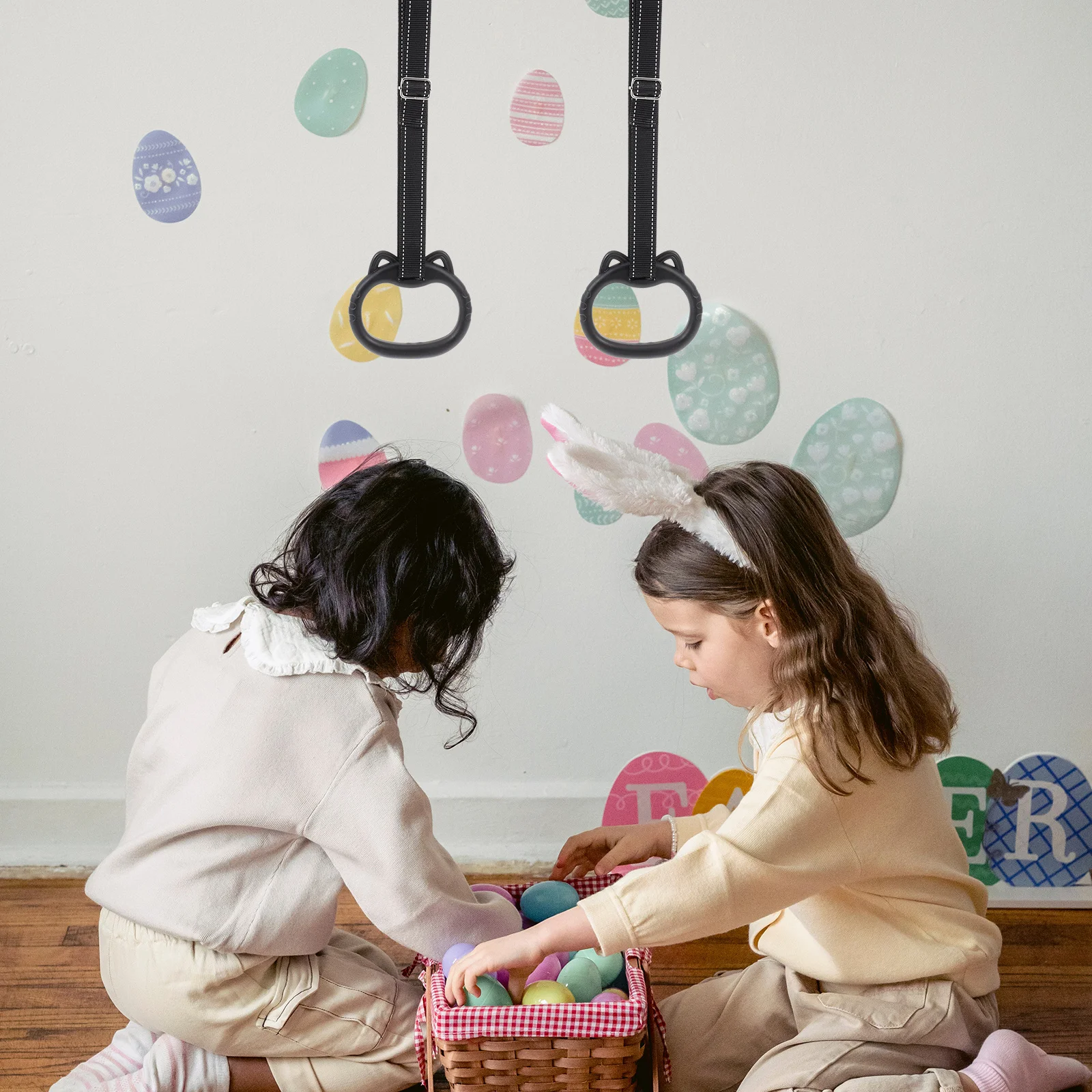 

1 комплект, кольцо для фитнеса, черное детское кольцо для тренировок в тренажерном зале в помещении, прочный, легкий, нескользящий, эргономичный дизайн для рук, предплечья