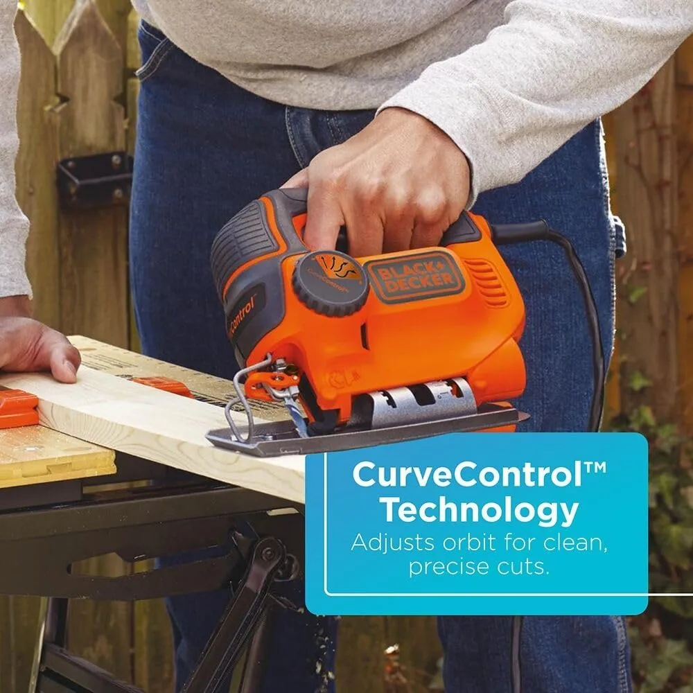 منشار تهزهز سلكي 5 أمبير، سرعة شفرة 3000 SPM، 45 °   قطع مشطوفة، 4 إعدادات منحنية لأعمال النجارة الدقيقة