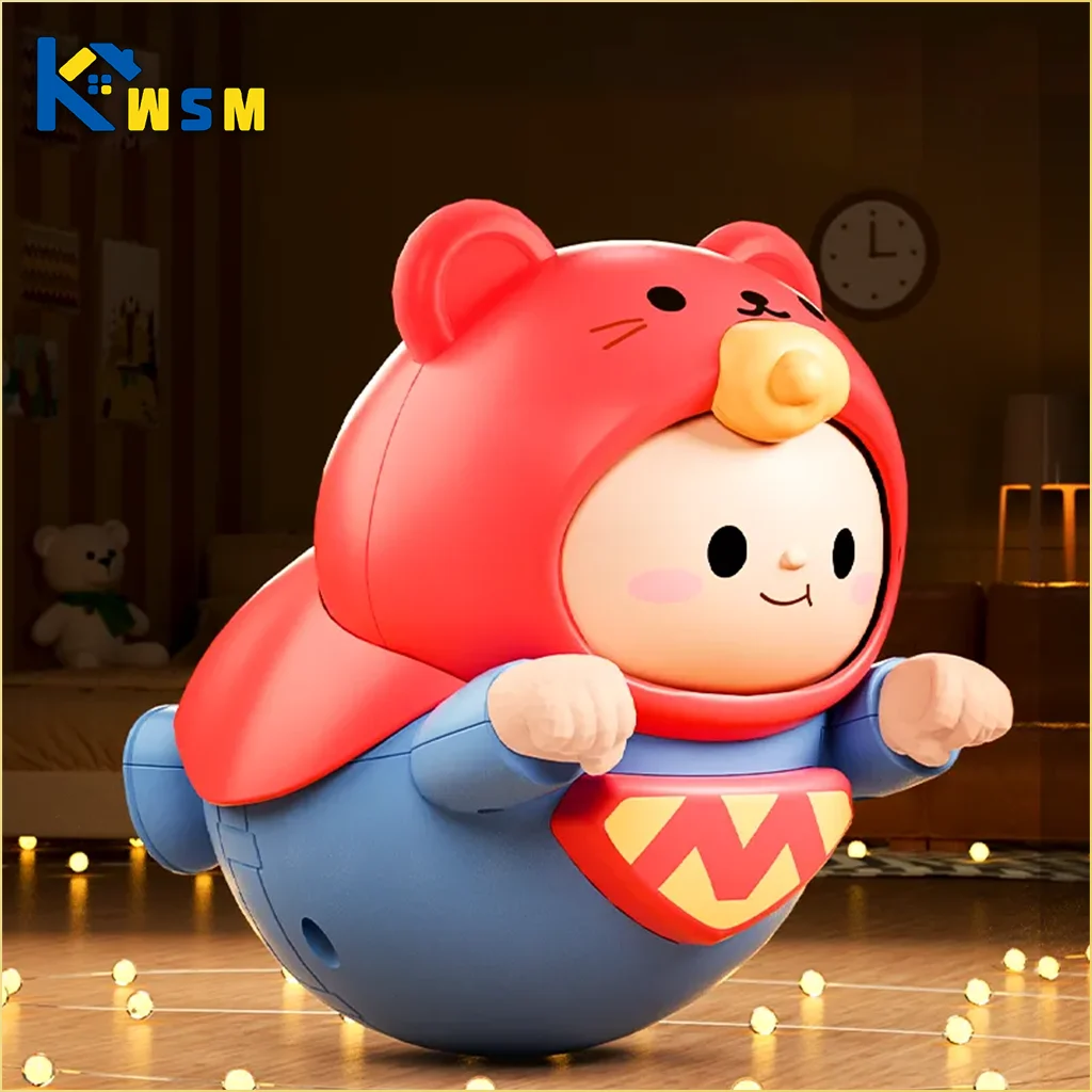 

1-5PCS Baby Toys Infant 6 Months Cute Superman Tumbler Toys Children's Soothing Rattles Balance Piggy 0-3 Years Old Baby Gift