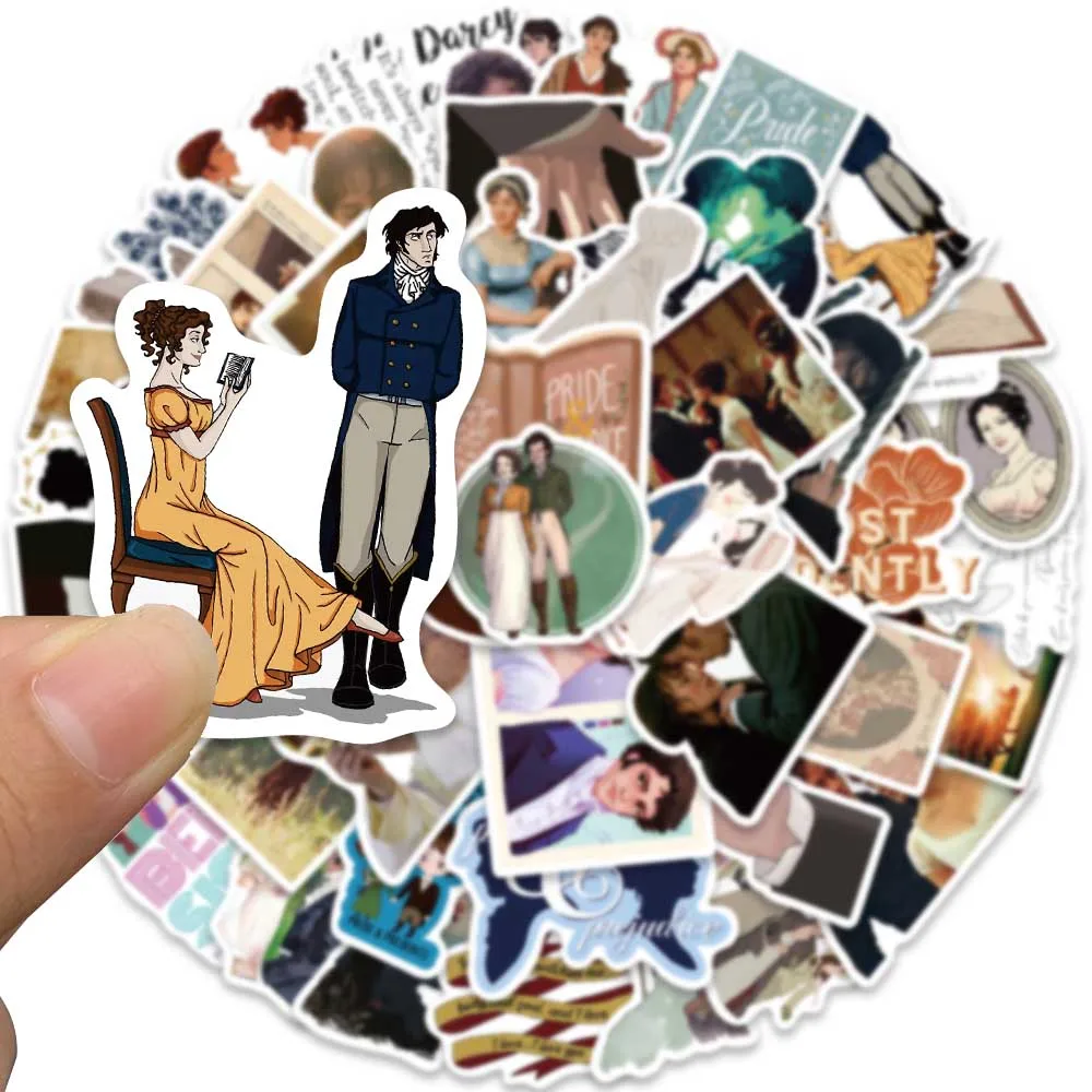 50PCS Pride and Prejudice Graffiti Art  Vinyl Waterproof Stickers for Water Bottle Laptop Skateboard Scrapbook Luggage Kids Toy