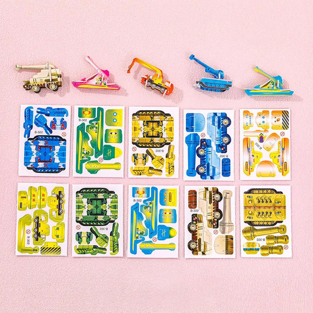 1 conjunto 3d diy quebra-cabeças brinquedos mini tanques de aeronaves animal dinossauro modelo papel quebra-cabeças para crianças brinquedo educativo precoce