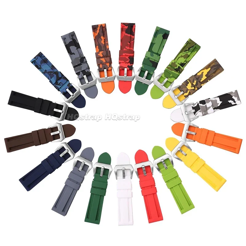 Silicone Watch Band 20mm 22mm 24mm 26mm Rubber Strap Sport Bracelet Waterproof Wristband Replacement Watchbands for Man Woman