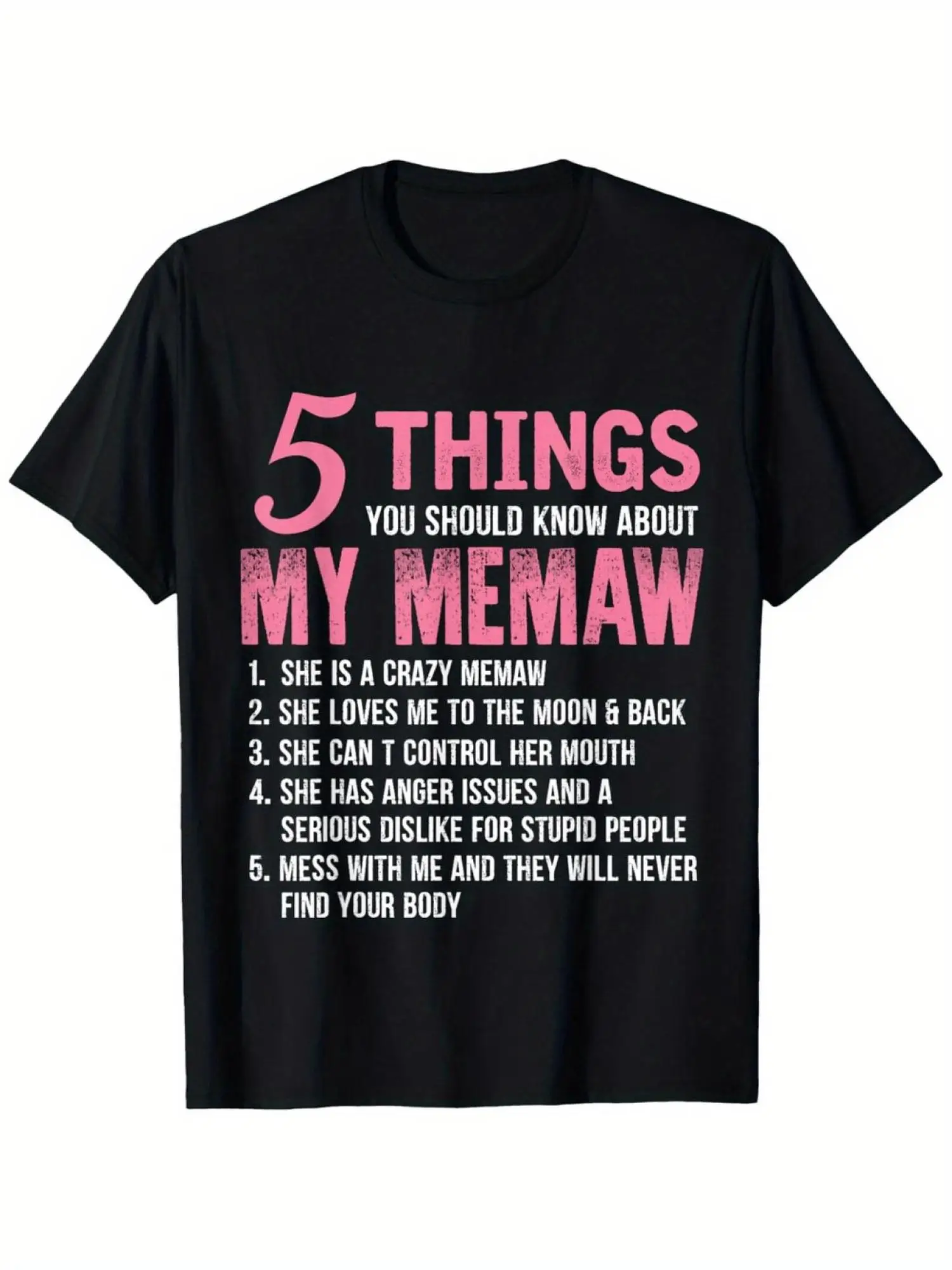 Funny Graphic Tee 5 Facts You Need to Know About My Memaw Perfect Gift for Family Birthdays And Christmas