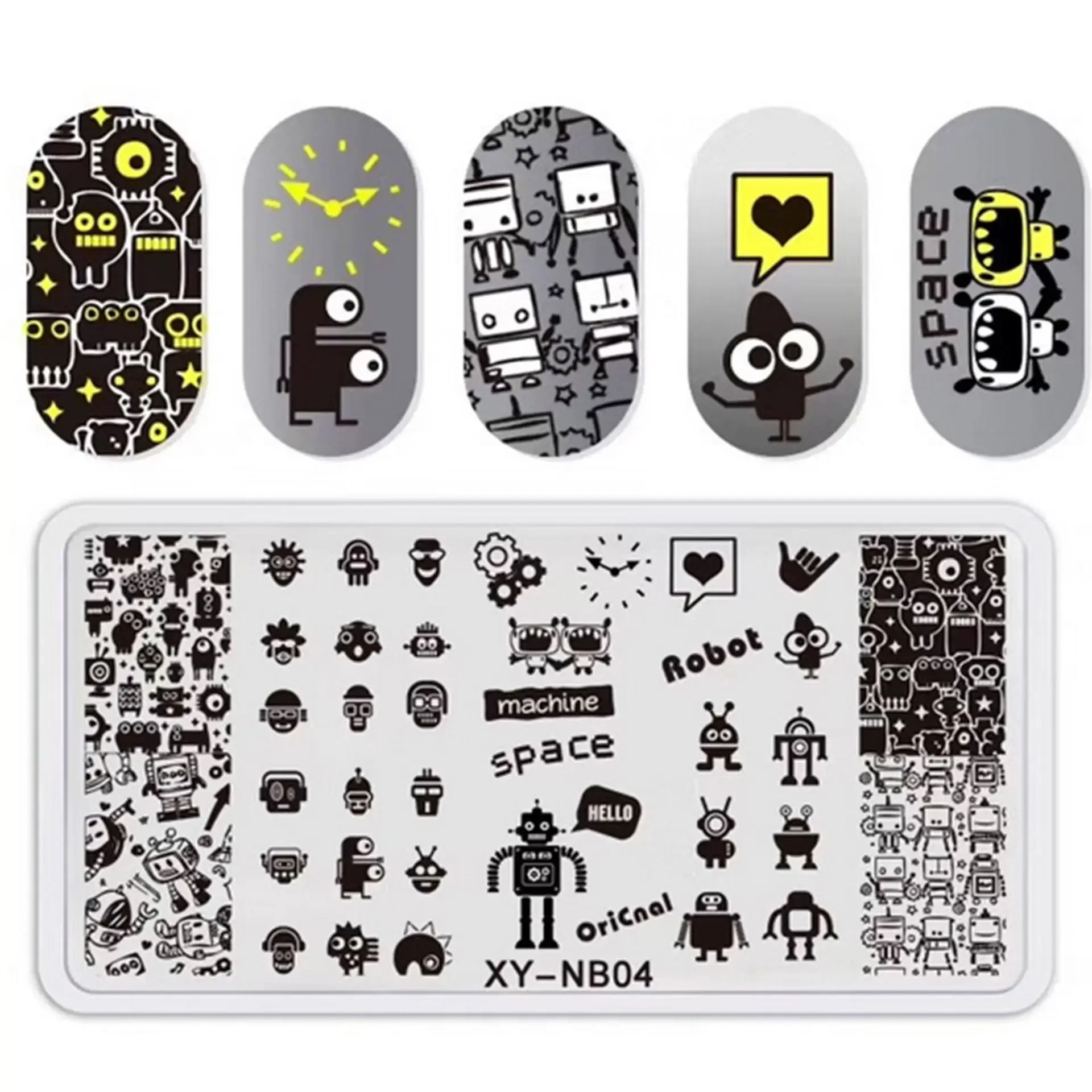 Nail Stamping Plate Polar Bear Rectangle Template Santa Elk Nail Art Printing Stencil Tool Size 6*12cm Nail Art Tools