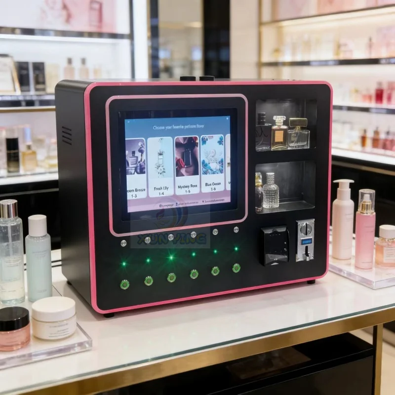 Coin and Card Operated Perfume Dispenser, Self-Service Fragrance Vending Kiosk, Automatic Scent Machine, 24/7 Aroma Station