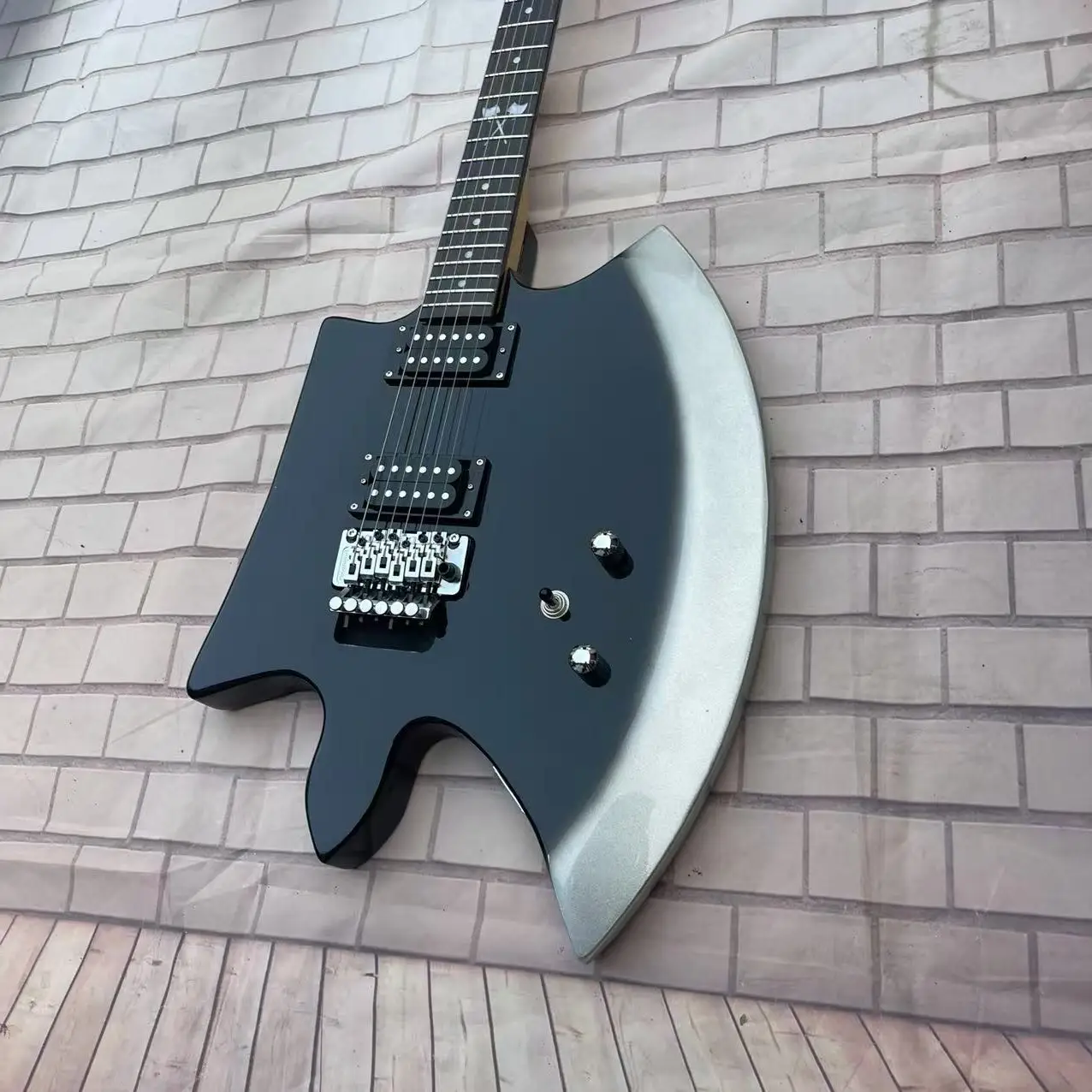 Electric Guitar Axe Model 6-Chord Electric Guitar, Black Body, Factory Realistic Photo, In Stock, Order and Ship Immediately