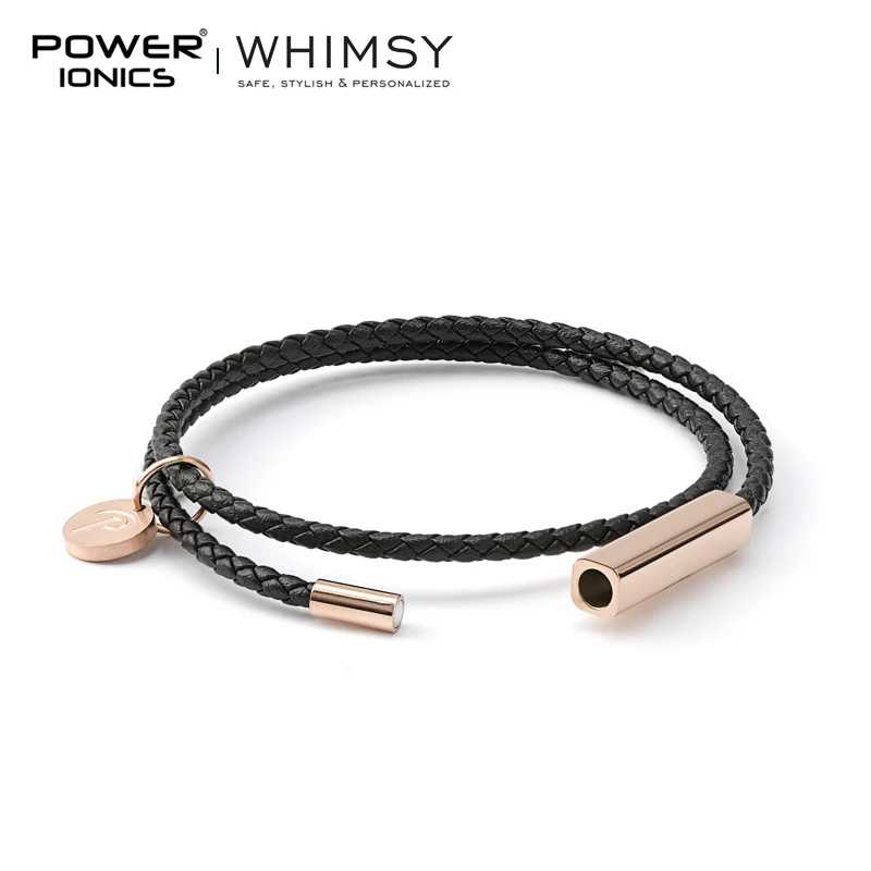 POWER IONICS WHIMSY Series Men Women Genuine Leather Wrap Charm Bracelet Gifts Free Custom Engraving