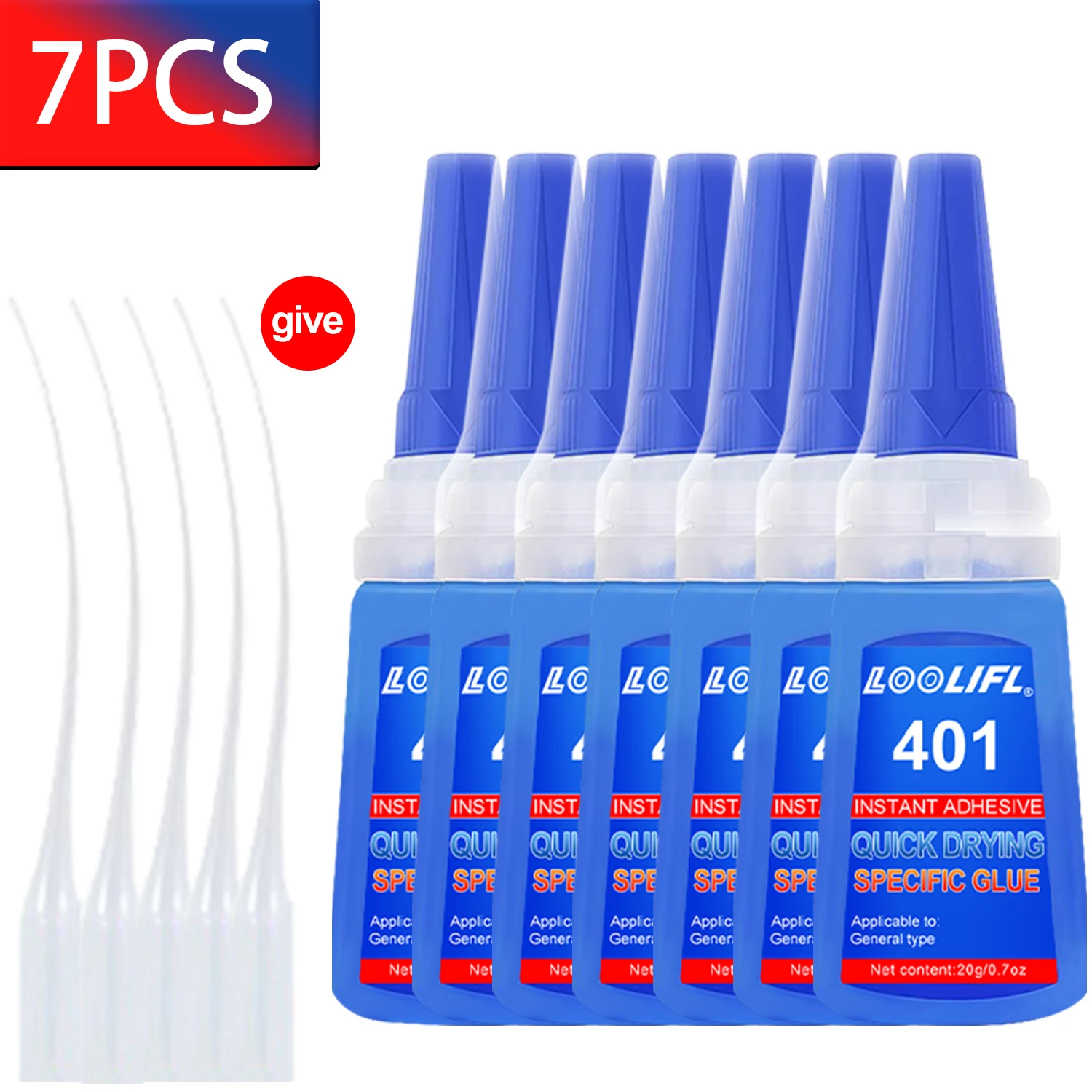 Loolifl 1-7 Stuks 401 Instant Sterke Superlijm Universele Superglue Mighty Instant Lijm voor Hars Keramiek Metaal Glas Sneldrogende Lijm