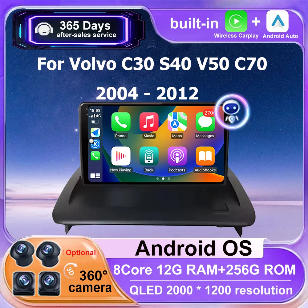 

Car Radio Android Auto For VOLVO C30 S40 C70 2006-2012 Navigation Stereo Carplay Multimedia Video player DSP GPS Head Unit BT