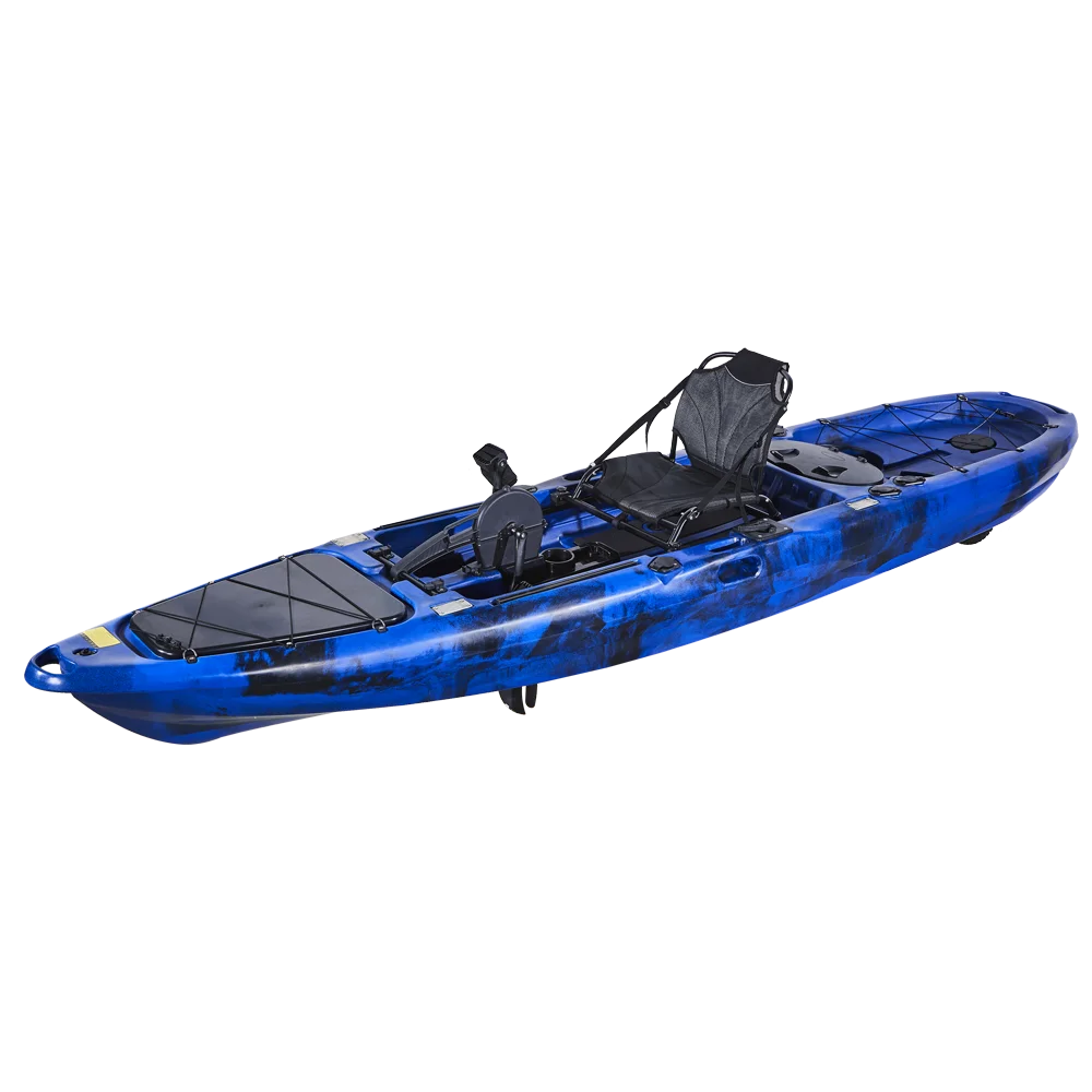 13ft 3.9m Foot Pedal Kayak Boat For Sale HDPE Hull Material Single Fishing Boat With 2 Wheels Foot Pedal Kayak For Sale