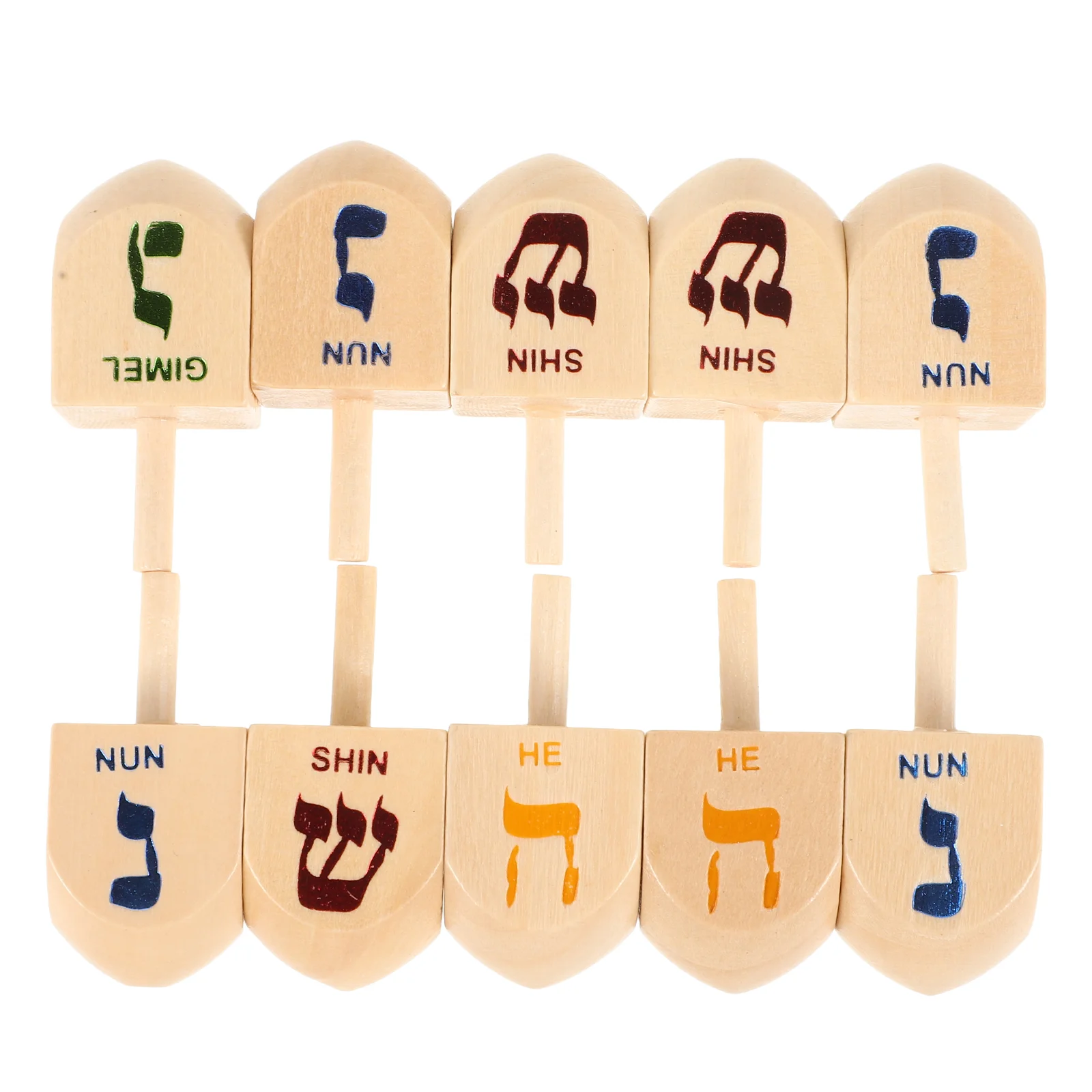 10pcs Classic Wooden Dreidels for Hanukkah Wooden Chanukah Dreidel Let's Play Dreidel The Hanukkah Game Prop Chanukah Wooden