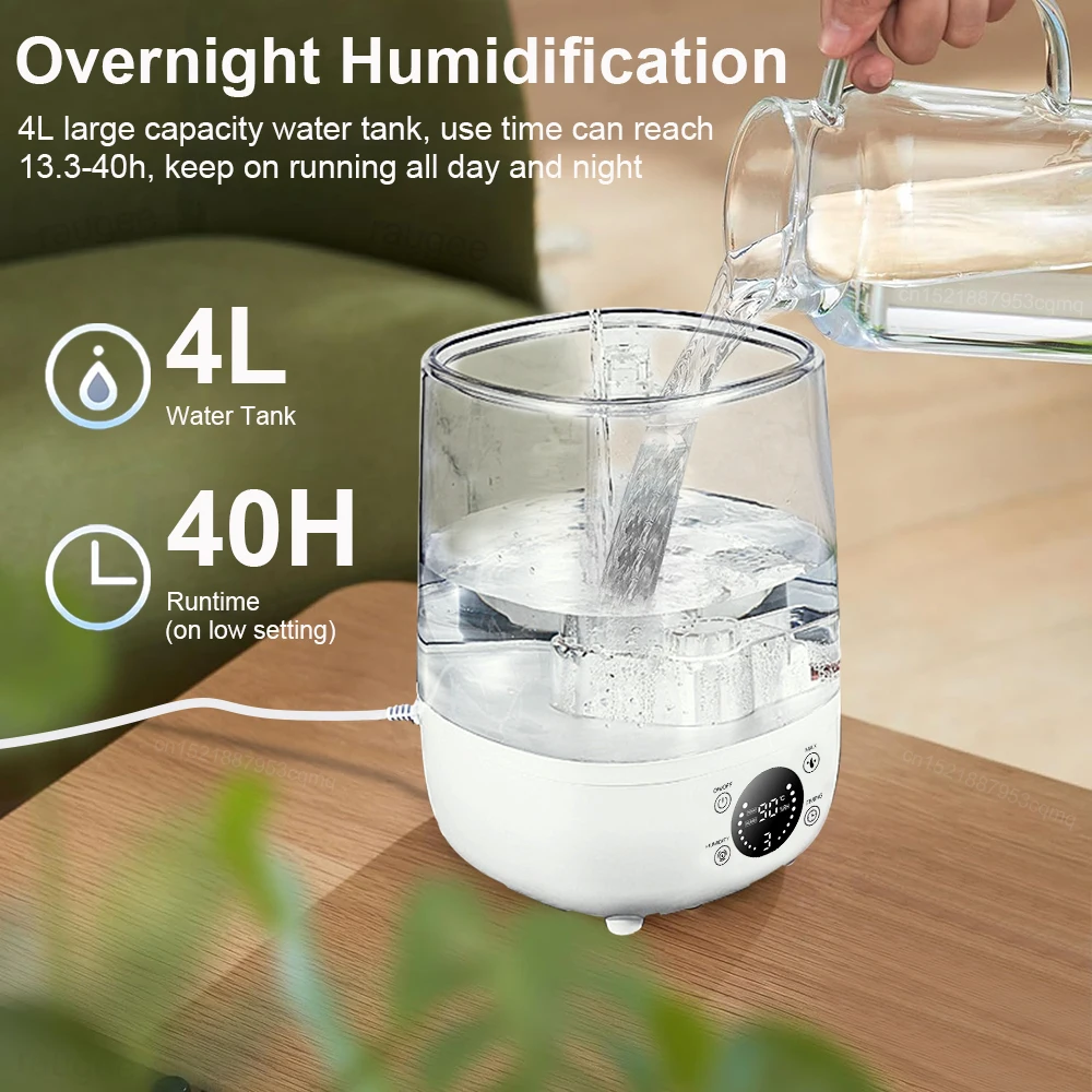 Air Humidifier 4L Large Capacity Ultrasonic Humidifier Home Essential Oils Diffuser for Bedroom Air Humidifier with Aromatherapy