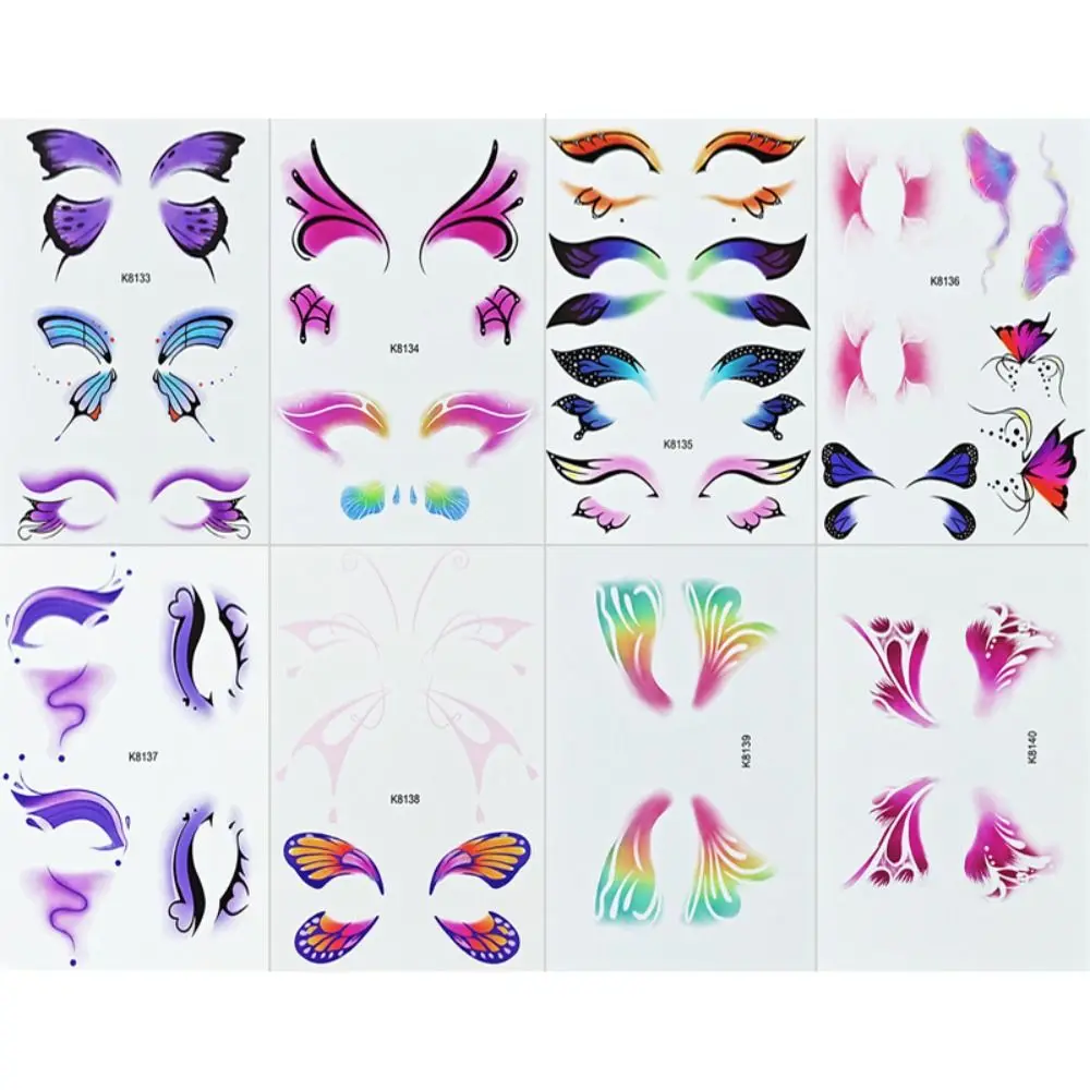 Pegatinas de tatuaje de ojo de mariposa de hadas, tatuajes falsos de mariposa coloridos impermeables, tatuajes desechables temporales de larga duración, pegatina