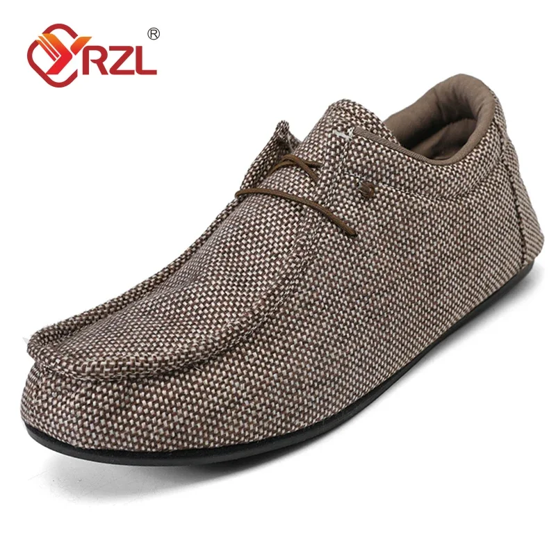 

YRZL Canvas Loafers Men Fashion Breathable Comfort Casual Thin Bottom Loafers Male Classic Slip on Shoes Moccasin Lazy Shoes