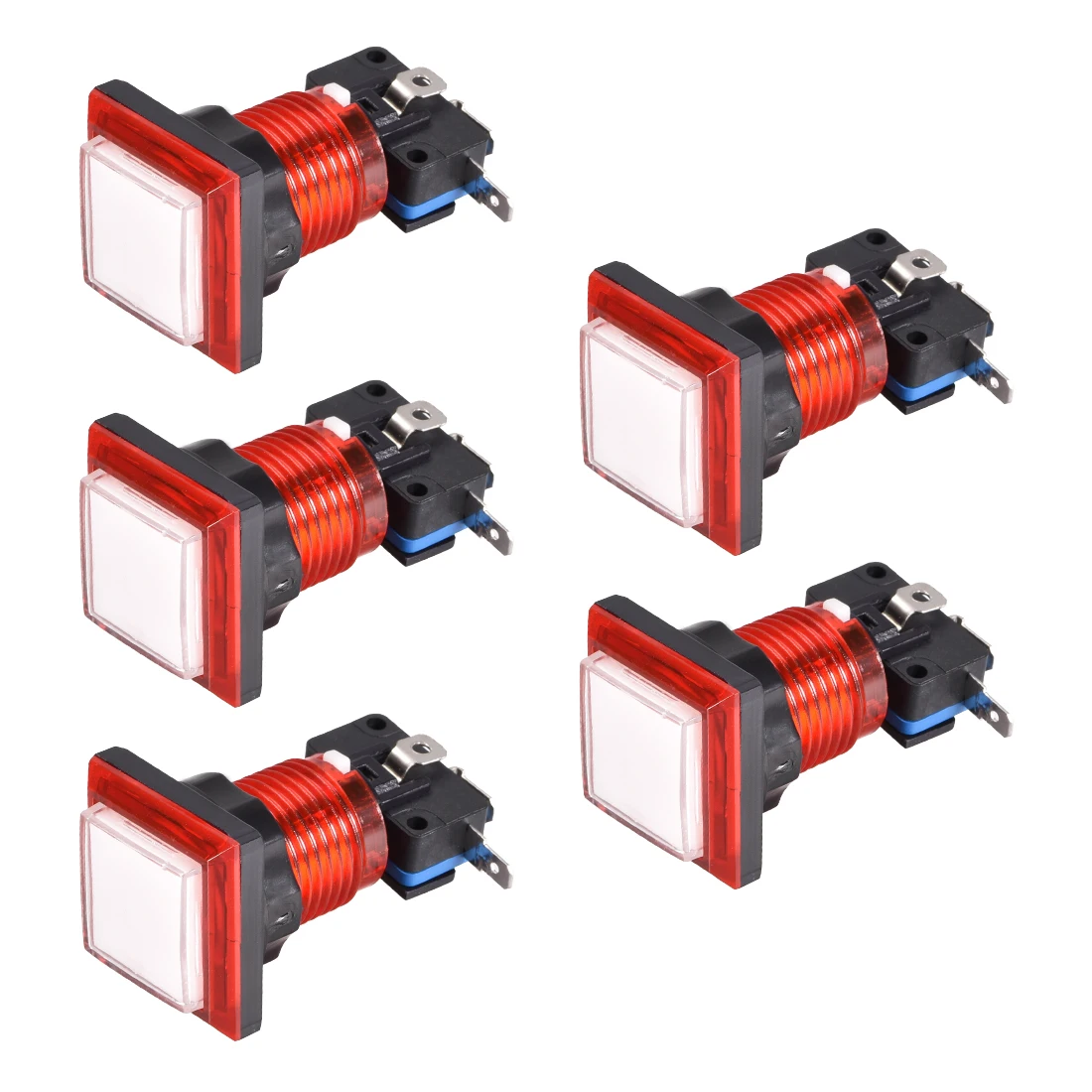 5 adet 34*34mm 12V kare işıklı düğmeler Arcade anlık LED ışıklı Push Button Arcade müzik oyun makinesi 5 renkler için anahtarı