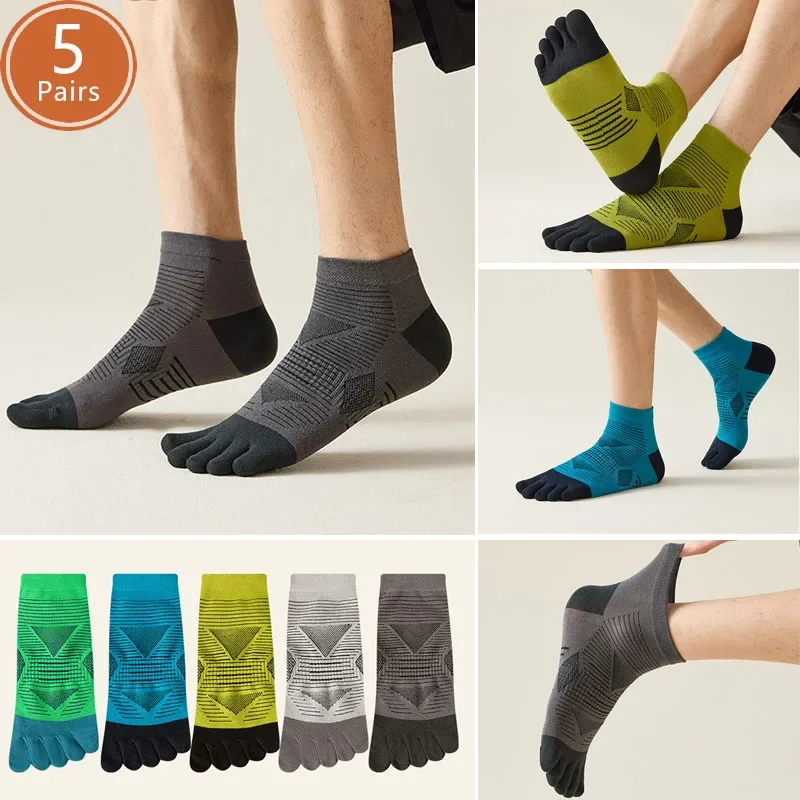 

5 Pairs Mans Boy Toe Socks Short Cotton Striped Compression Casual Breathable Sweat Deodorant Antibacterial Five Finger Socks