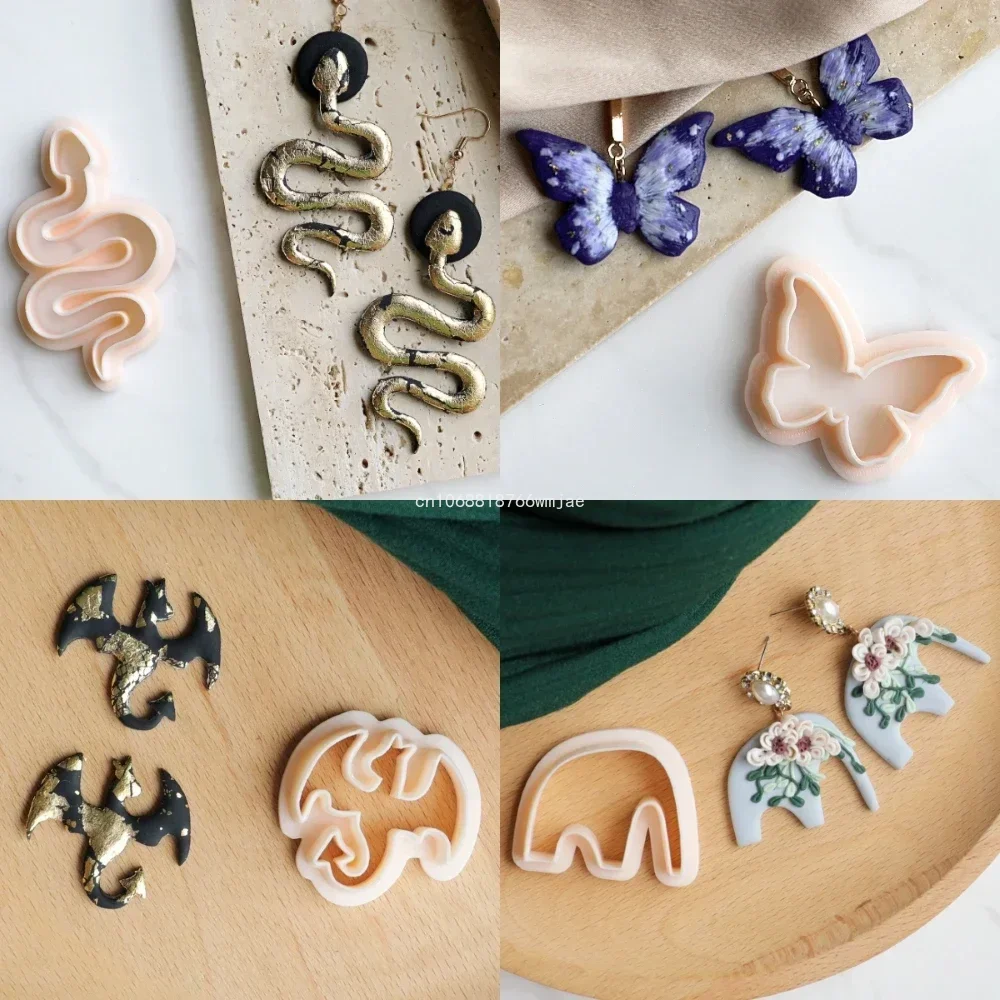 Butterfly Snake Elephant Dragon Shaped Polymer Clay Cutters Animal Pattern Earring Clay Molds DIY Jewelry Pendant Making Tools