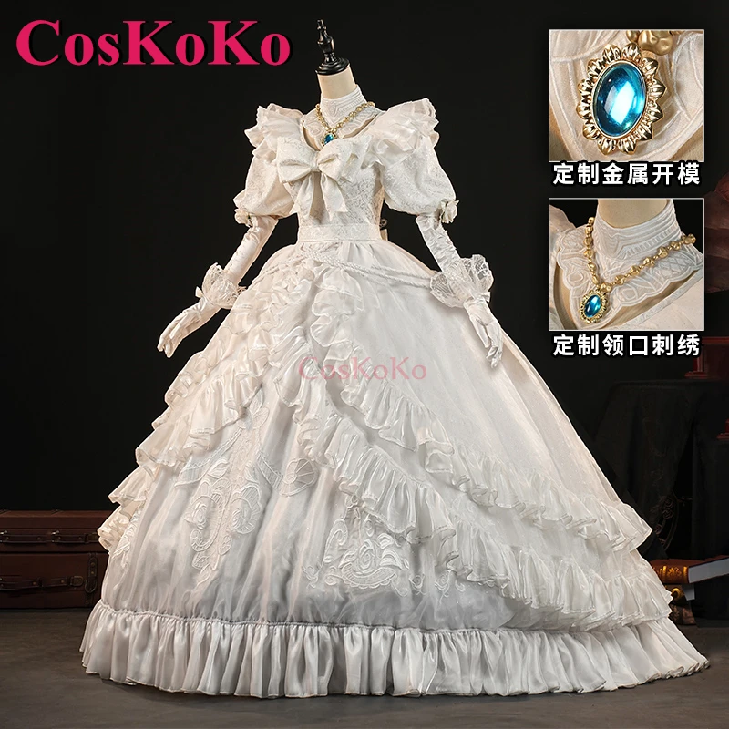 

CosKoKo Marie Cosplay Game Identity V Costume Promised Day Sweet Elegant White Formal Dress Halloween Party Role Play Clothing