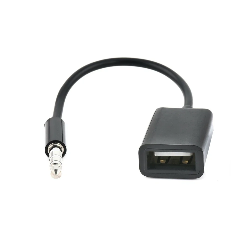 3.5mm Male AUX Audio Plug Jack To USB 2.0 Female Converter Cable Cord For Car MP3 Car Accessories Black Length 15cm