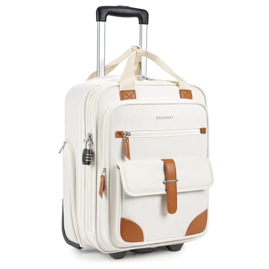 

on Luggage with Wheels, 16inch Underseat Travel Suitcase Airline approved, Lightweight Softside Carryon Luggage for Airplanes Wo