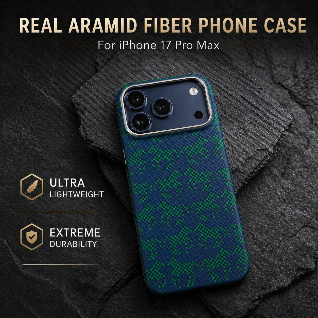 

For iPhone 17 Pro Max Aramid Fiber Case – Slim Woven Texture Cover – Ultra Thin Lightweight Protective Shell Business