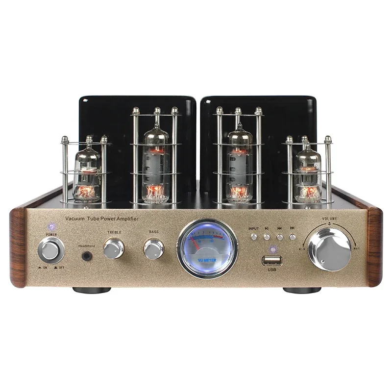60W HiFi Audio Mini Vacuum Tube Home Amplifier 2.0 Channel 3.5mm Headphone Jack Subwoofer Ready