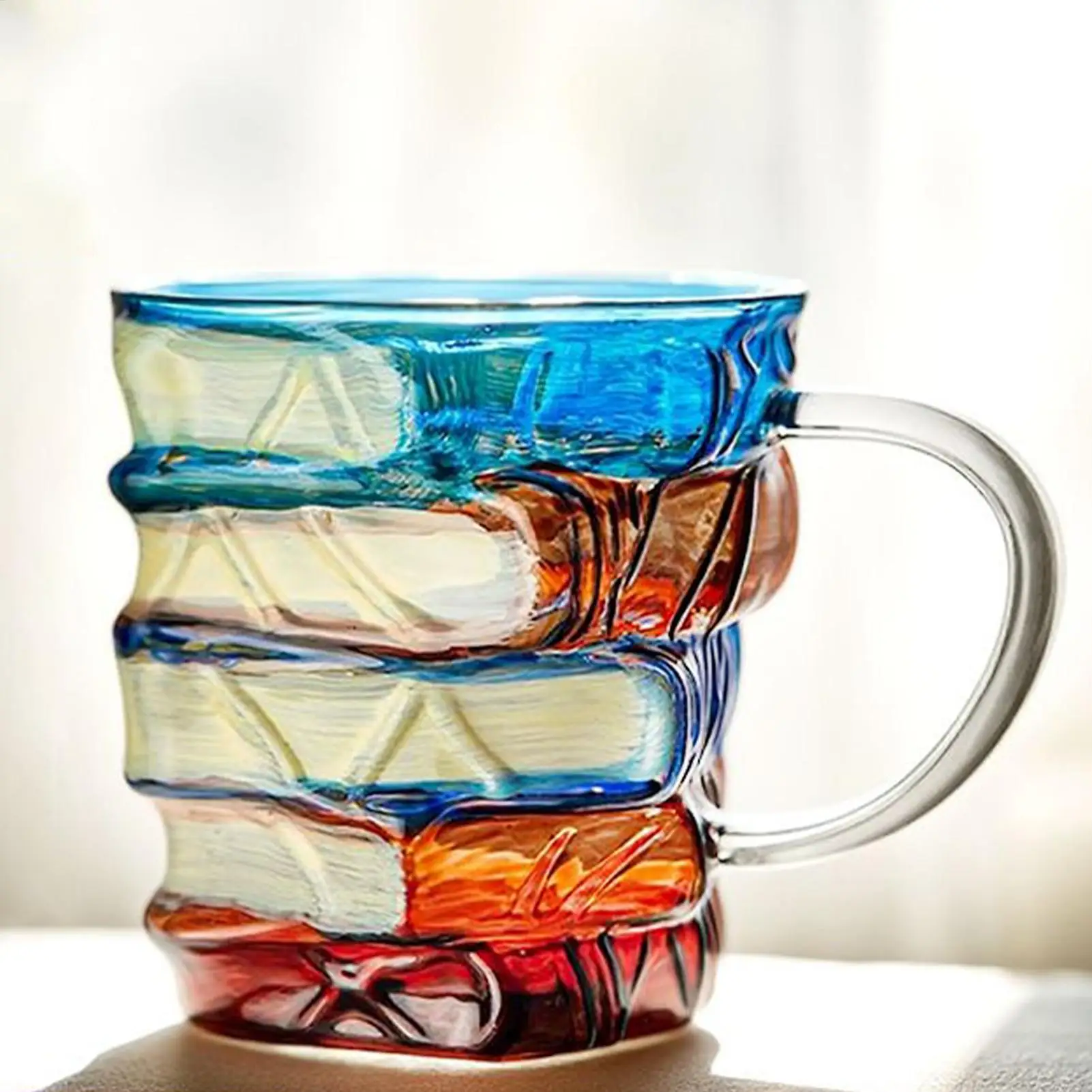 3D-bemalte Buchbecher, 350 ml, farbige Glas-Trinkbecher, einzigartiges Design, Bibliothek, Kaffeebecher, Buchclub, Geschenke für Leser, Schriftsteller
