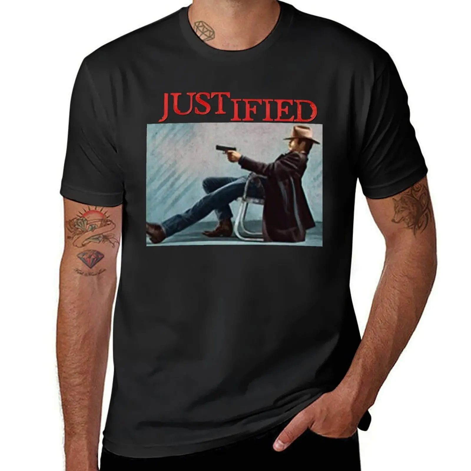 Justified tee T-Shirt cute tops boys whites plus size tops summer clothes black t shirts for men