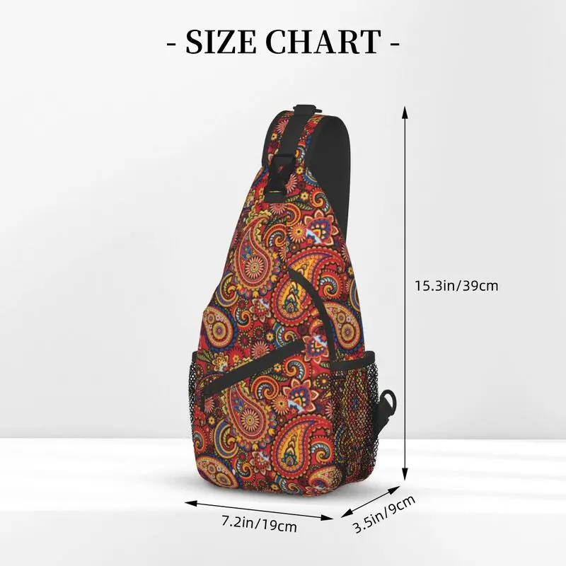 Clássico mod paisley estilingue crossbody mochila homem personalizado boho boêmio bolsa de ombro peito para viagens caminhadas daypack