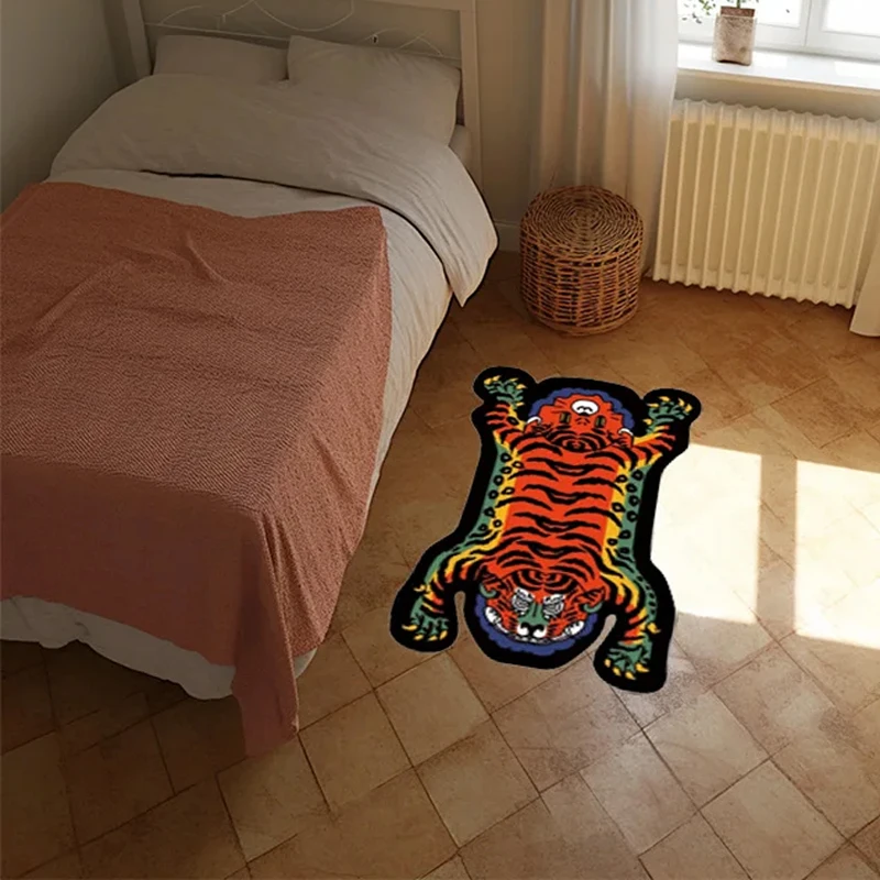 Cute Living Room Carpet Cartoon Tiger Abstract Children Bedroom Bedside Rug Home Decoration Hallway Cloakroom Washable Soft Mat