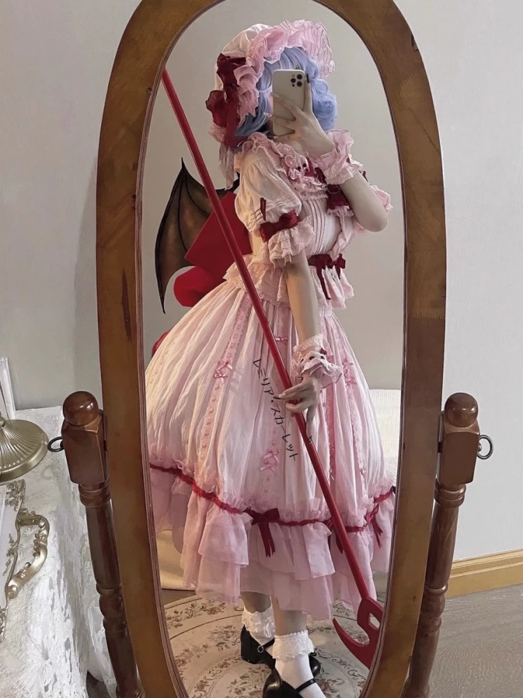 Remilia Scarlet Cosplay Touhou Project Remilia Cosplay Women Sweet Shirt Skirt Halloween Costumes Role Play Clothing Stock