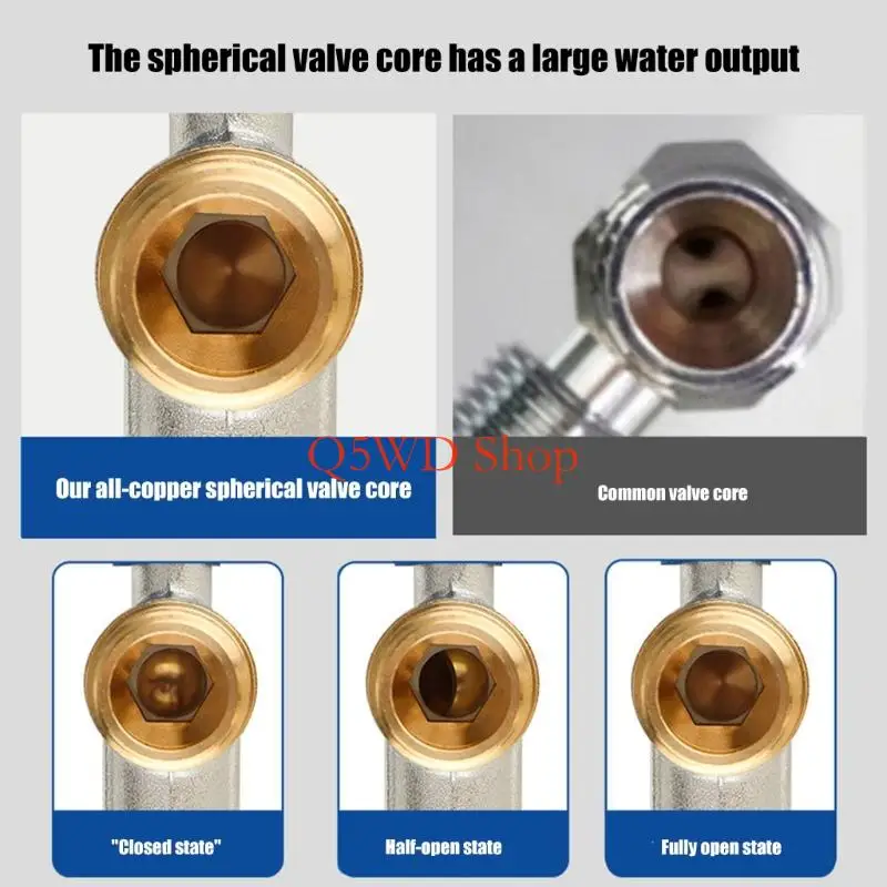 Q5WD 1/2 Inch High Performances Brass Plumbing Valves with Anti Corrosion Finish Simple Install for Home Water Supply Systems
