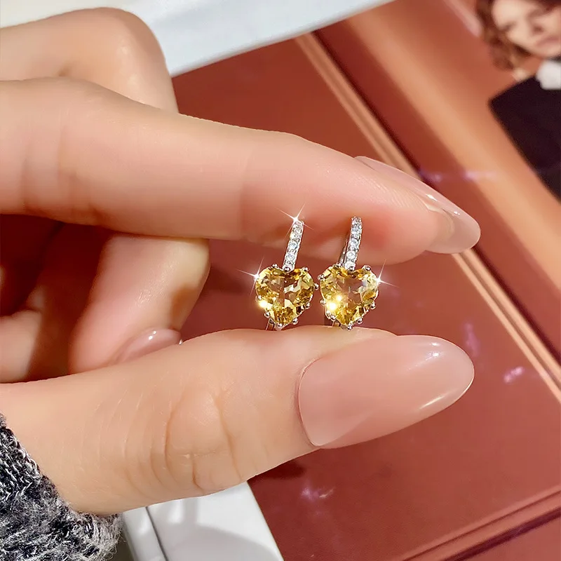 

Love Heart 2.1ct Created Blue Sapphire 925 Sterling Silver Stud Earrings for Woman Gemstone Fine Jewelry Wedding Gift