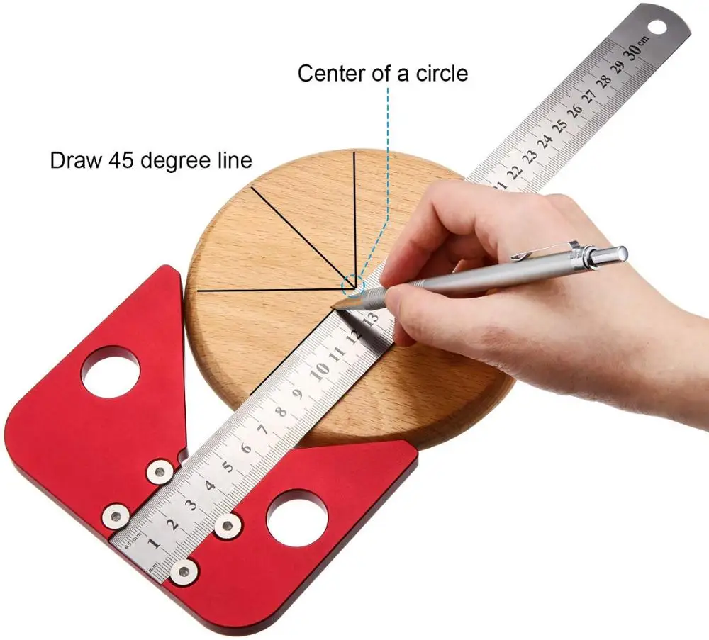 Aluminum Alloy Square Center Scribe  Center Finder Center Scribe Line Gauge Woodworking Center Measuring Tool with mark ruler