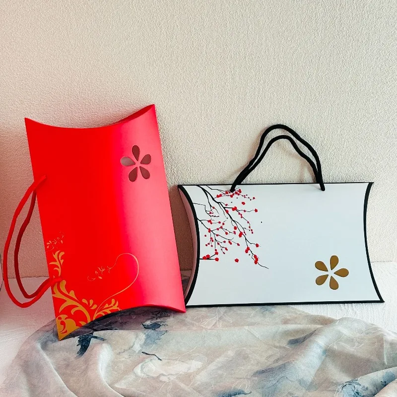 silk scarf tote bag, simple and fashionable gift packaging, home gift storage belt view 4