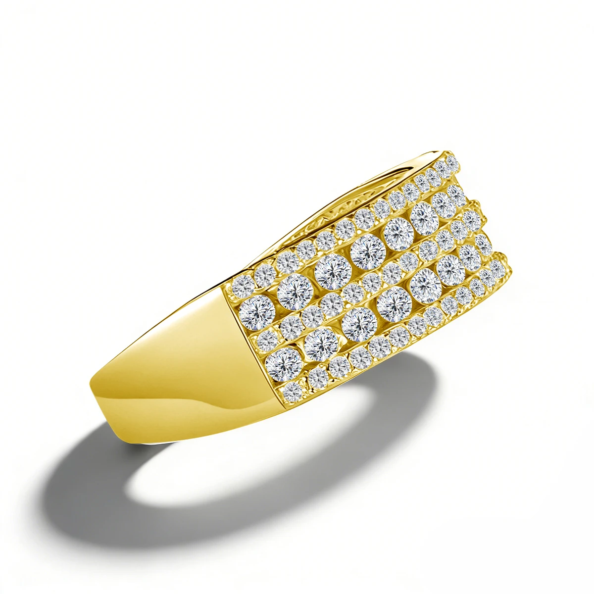 Full Moissanite Wedding Ring Real 14K Gold Filled Au585 Pave Setting Band Non Tarnish for Women Fine Jewelry