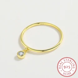 2022 NEW Simple 18K Gold Small Round Diamond Crystal Couple Ring For Women Authentic Sterling Silver Anniversary Gift Jewelry
