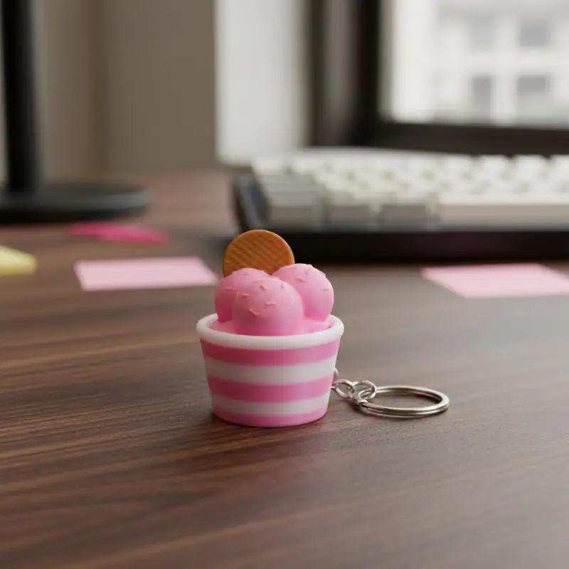 3D Printed Mini Ice Cream Cup Fidget Toy Click Press Stress Relief Toys Cute Simulation Dessert Squeeze Toy For Kids Adult