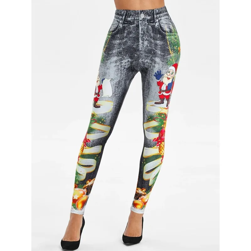 Krisnanas Christmas Printing Women's Yoga Pant 2025 Sporty Gym Fitness Skinny High Waist Workout Hip Lifting Pencil Pants 71963