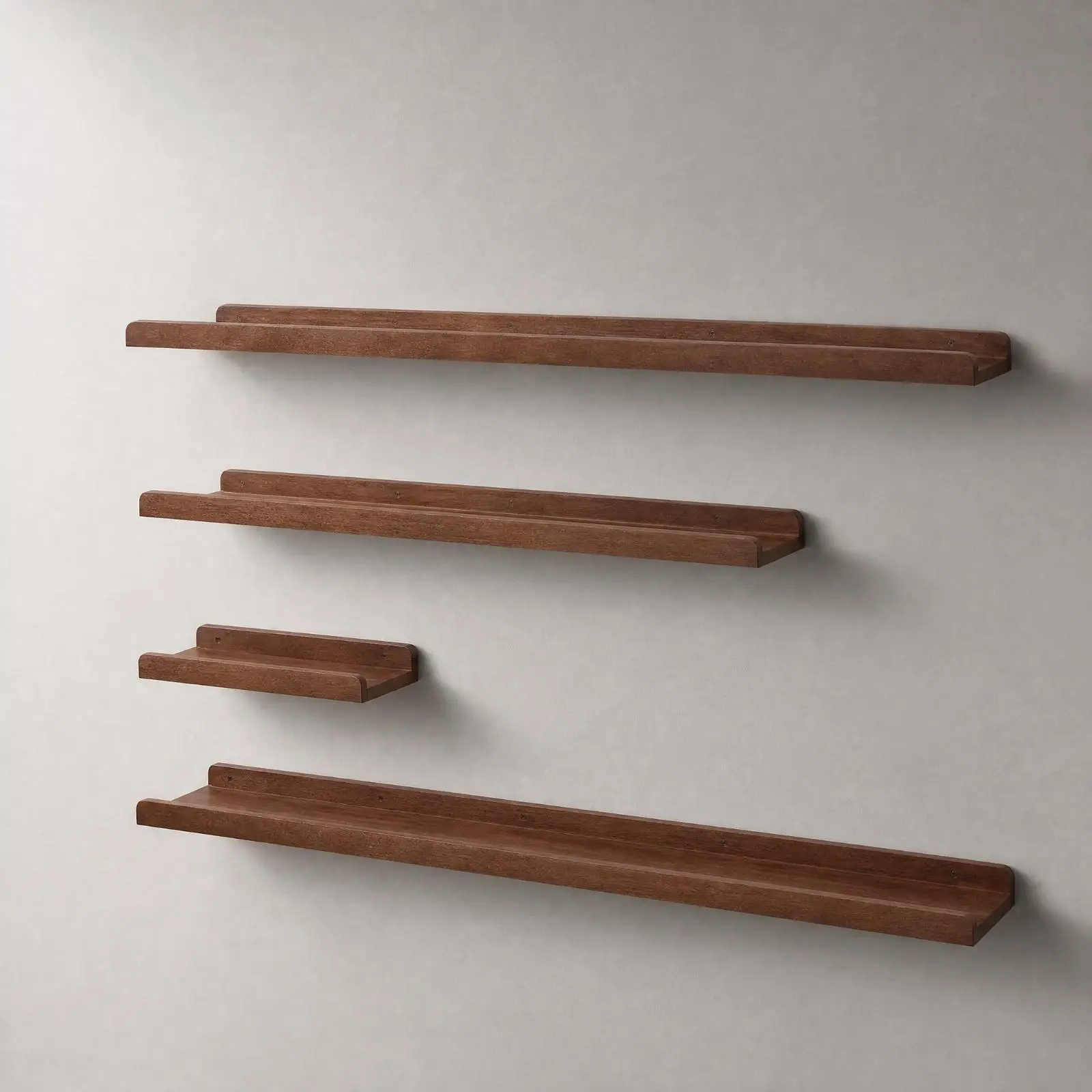 Wood Wall Shelf with Retaining Edge Floating Storage Display Rack for Living Room Kitchen Organization