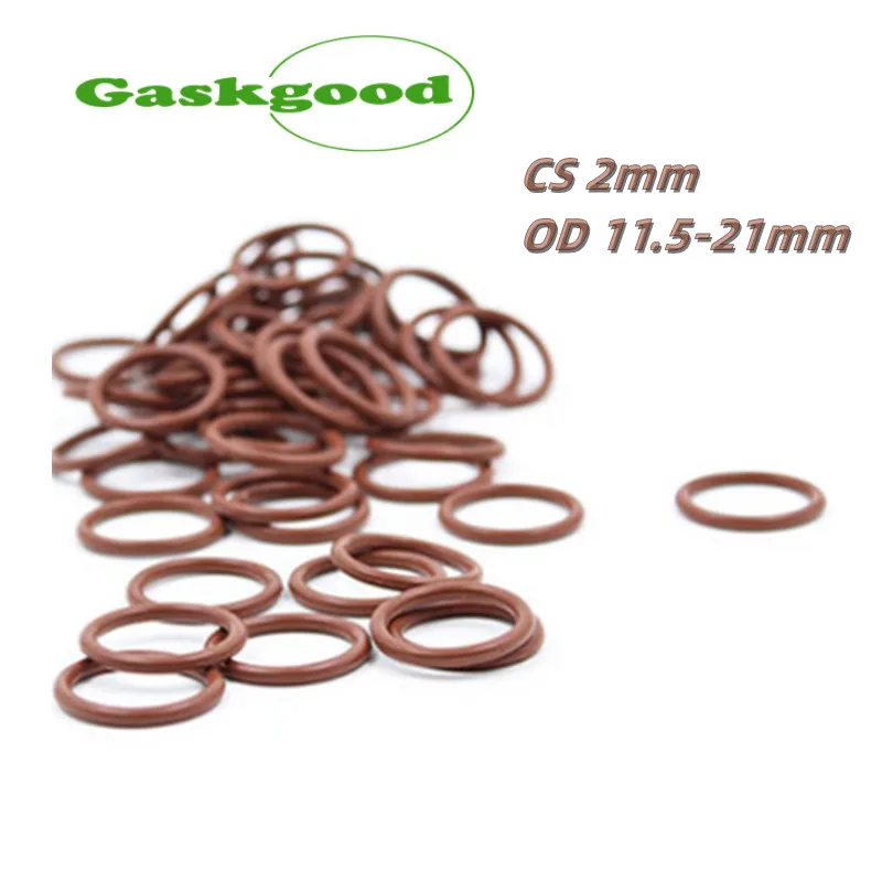 

20/50Pcs Fluorine Rubber Ring Red Brown FKM O Ring Seal CS 2mm OD 11.5-21mm Rubber Oil Ring Seal Gasket Sealing Washer