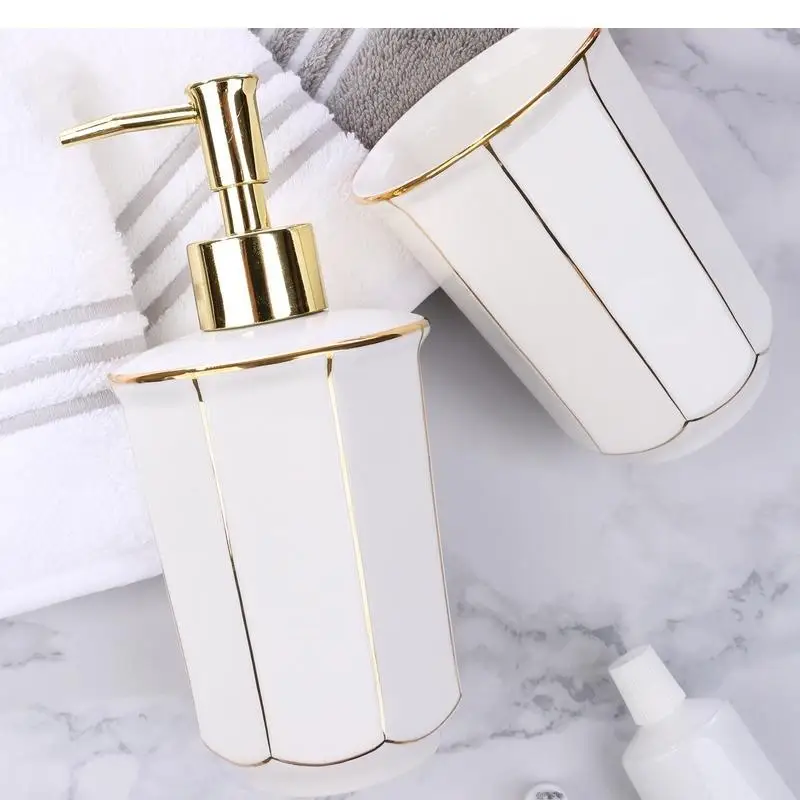 Light Luxury Modern Ceramic Bathroom Toiletries Set Platinum Gargle Cup Electric Toothbrush Holder Soap Dish Decoration