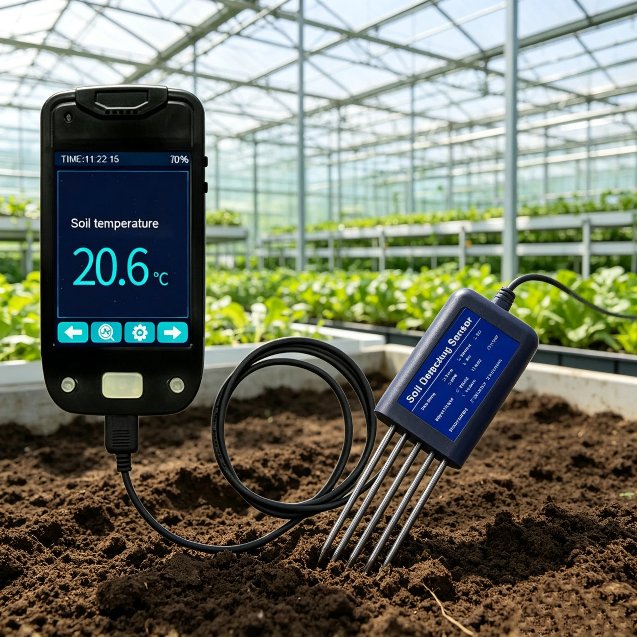 7 in 1 Soil Moisture Sensor Kit with Handheld Reader Real-Time Soil PH EC NPK Temperature Monitoring for Water-Saving Farming
