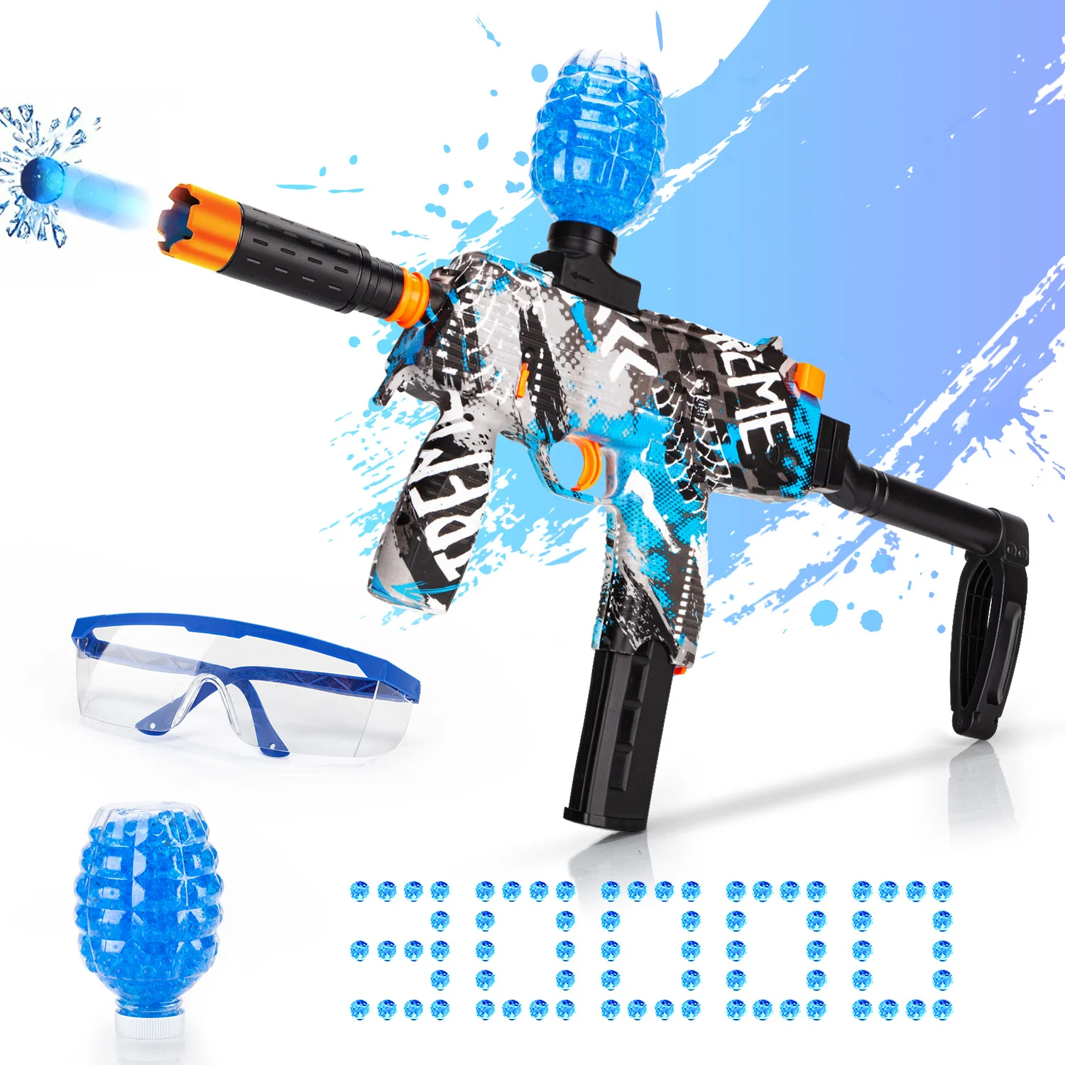 High-Speed Gelfire Blaster for Orbeez with 30000 Gel Rounds and Eyewear Red Sentinel Electric Gel Ball Blaster