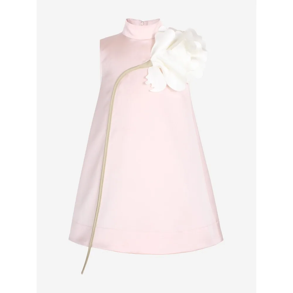 Customized Satin Mini Flower Girls Dress for Wedding 2026 3D Floral Kids Gown Luxury Birthday Party First Communion Kids Gowns