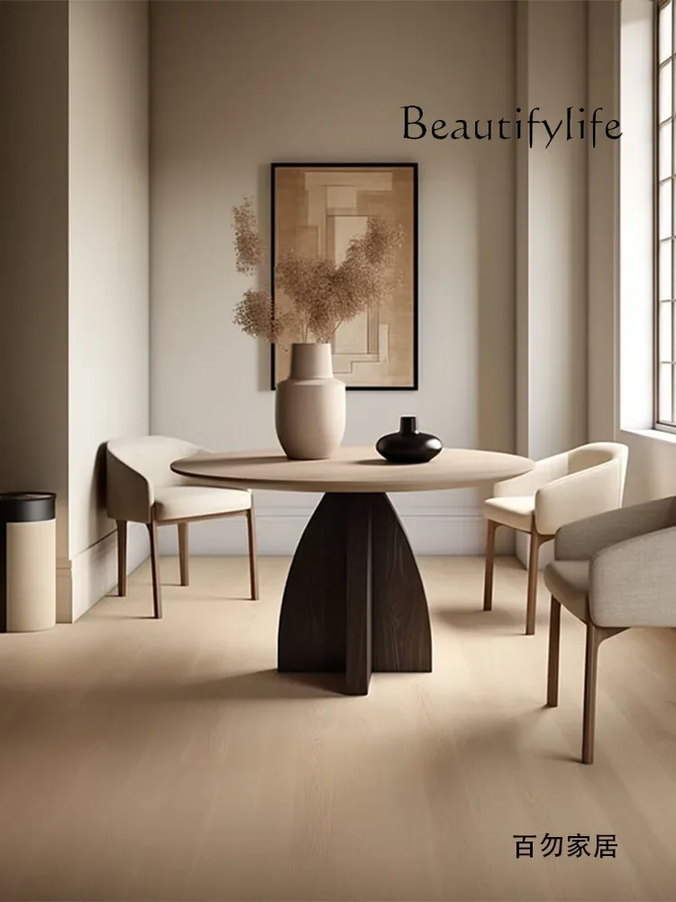 

Household Solid Wood Dining Table Japanese Style Simple round Coffee Table French Style Chinese Style