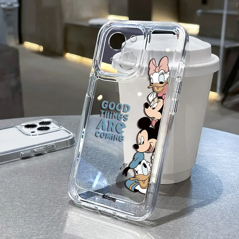 Disney Mickey Minnie Mouse Duck Cute Phone Case For iPhone 16 15 14 12 13 11 Pro Max XR XS MAX 7 8 Plus Y2K Cartoon Soft Cover